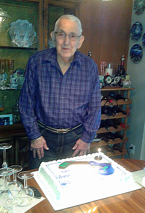 The birthday boy with his birthday cake