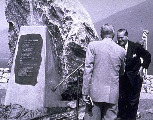 WAC Bennett at Duncan Dam 1966