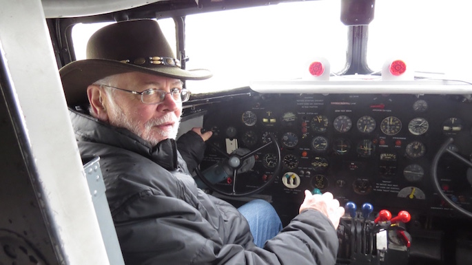 At least they were comfortable until they found out who their pilot was. Wayne was on the other side of the camera for a change.