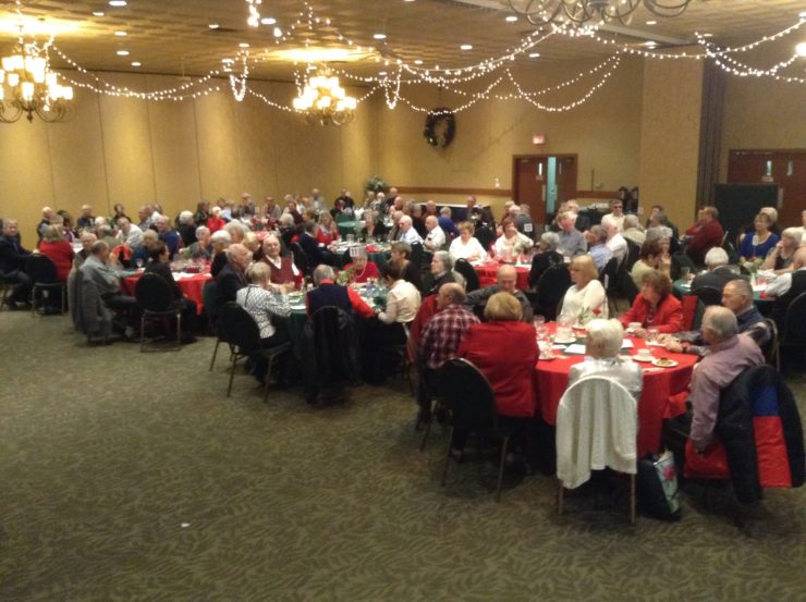 Everyone enjoying the meal.