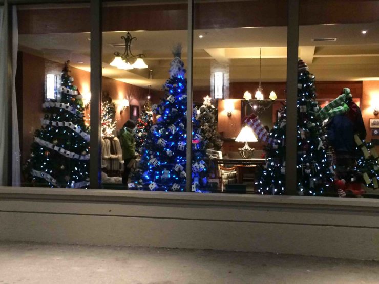 This year we got front row billing in the window of the Lodge.